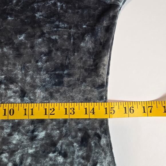 Kinchi Blue 90s Velvet Dress Women Medium Blue Crushed Long Sleeve Mock Neck - Picture 9 of 10